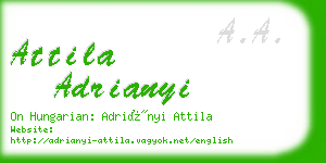 attila adrianyi business card